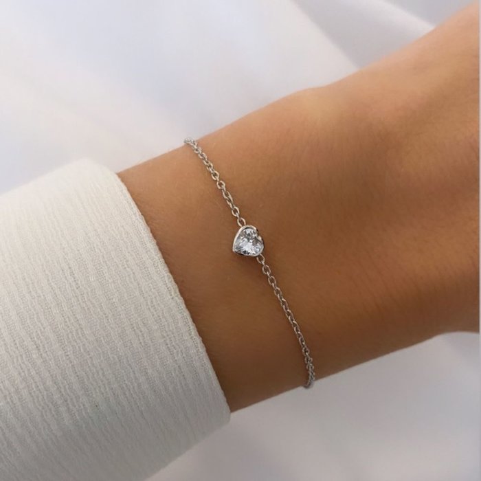 Zirkonia hartjes armband - 925 zilver