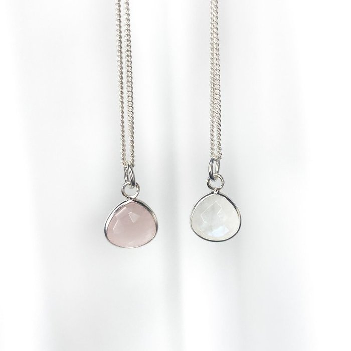 Rozenkwarts ketting - 925 zilver