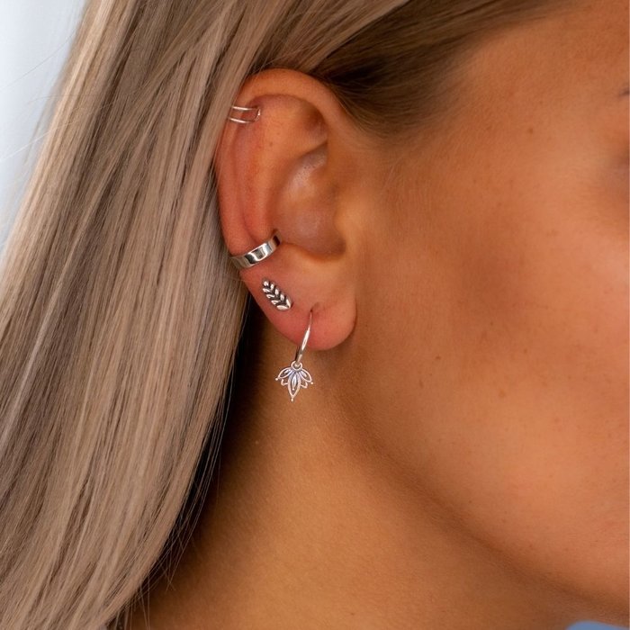 Lotus oorringen - 925 zilver