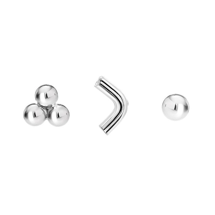 Oorbellen set bolletjes en v-oorknopje - 925 zilver