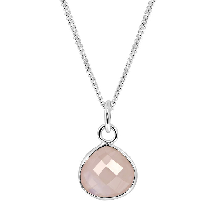 Rozenkwarts ketting - 925 zilver
