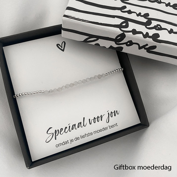 Rainbow Moonstone beads bracelet - 925 zilver