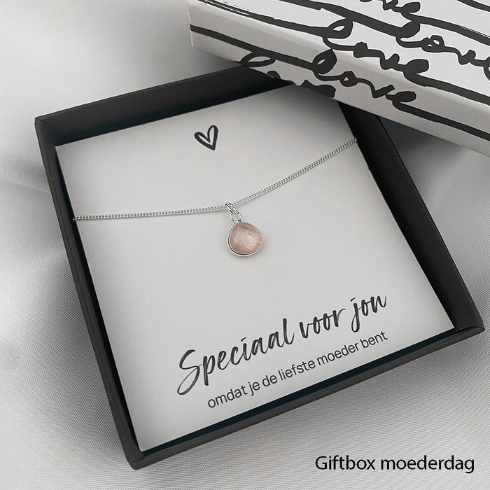 Rozenkwarts ketting - 925 zilver