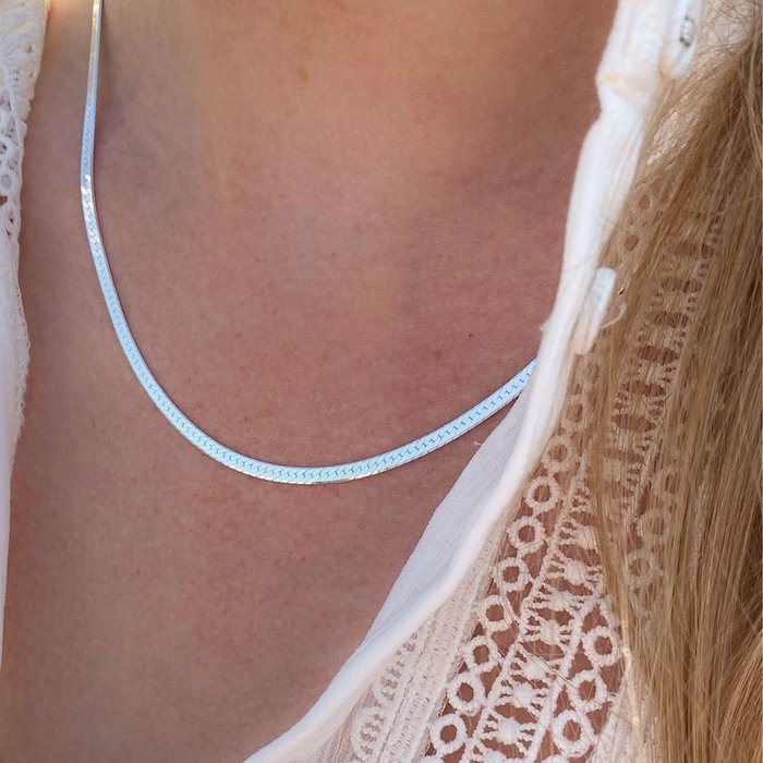 Flat snake necklace - 925 zilver