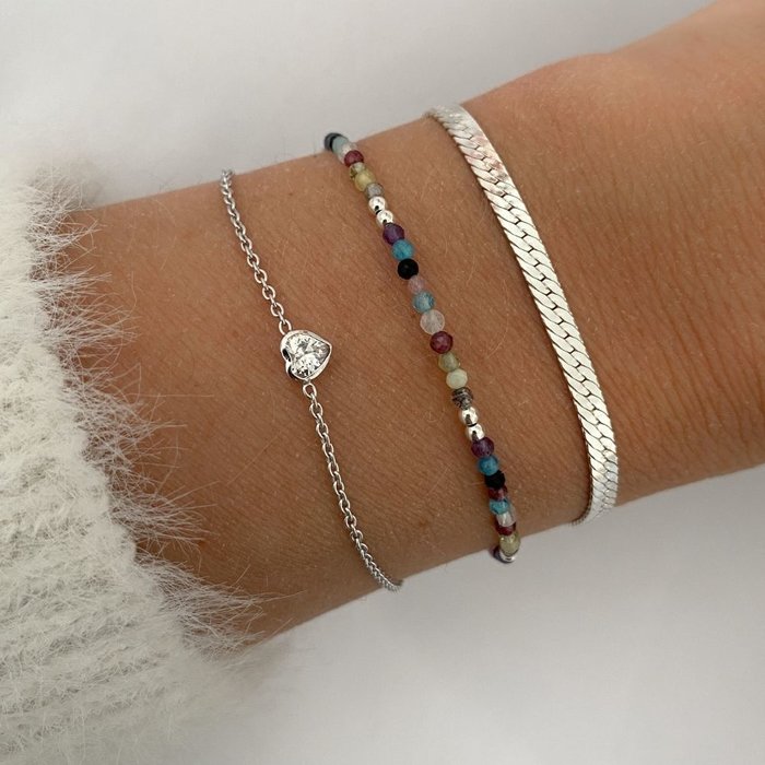 Zirkonia hartjes armband - 925 zilver