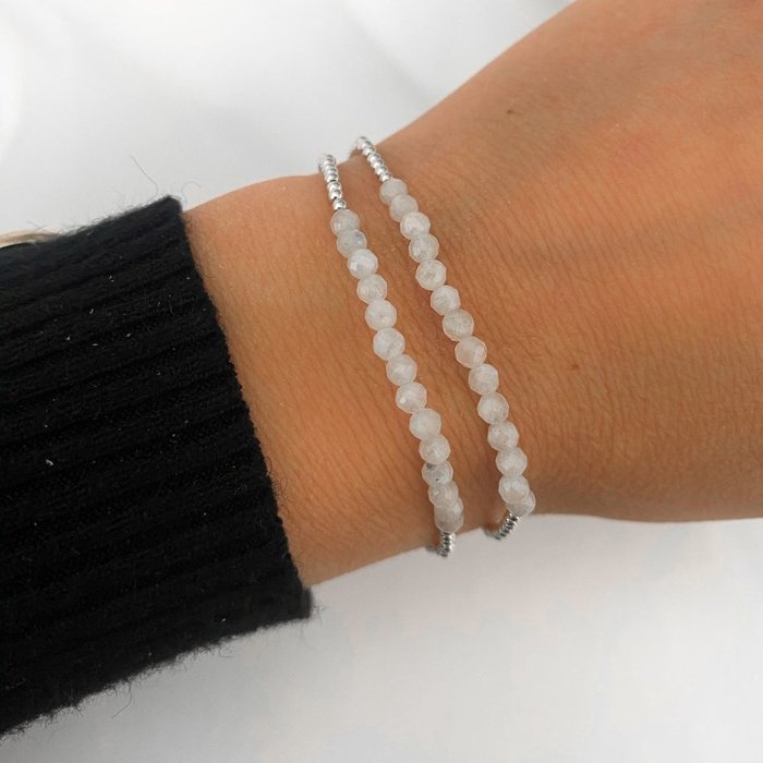 Rainbow Moonstone beads bracelet - 925 zilver