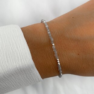 Labradoriet kralen armband - 925 zilver