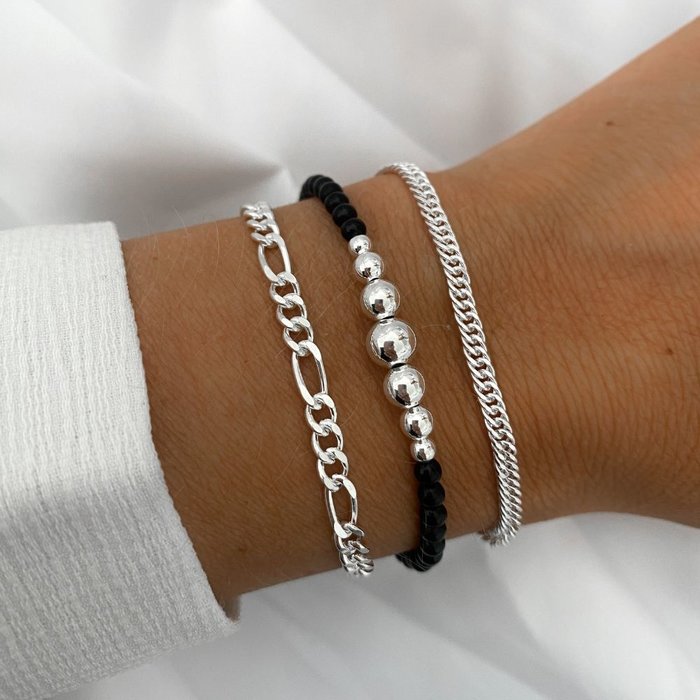 Black onyx armband Rosa - 925 zilver