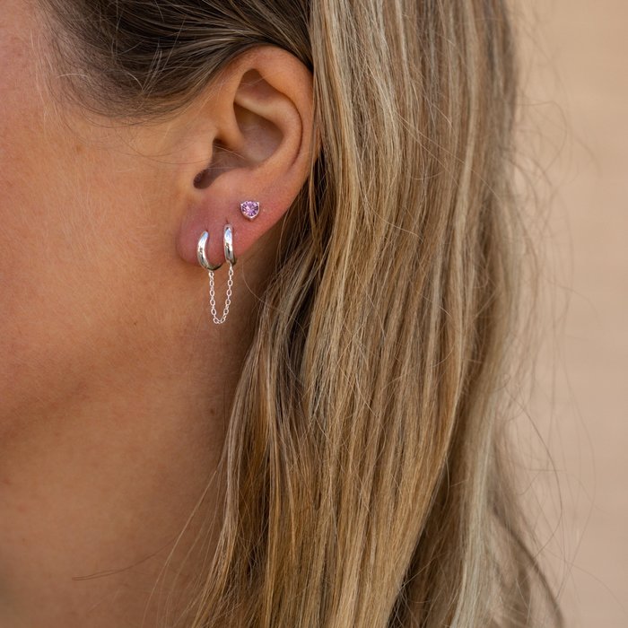 Basic double hoop earring - 925 zilver