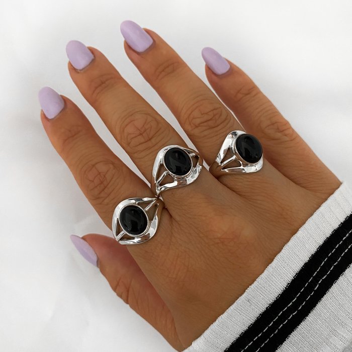 Black Onyx ring Onda - 925 zilver