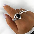 Black Onyx ring Onda - 925 zilver