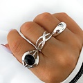 Black Onyx ring Onda - 925 zilver