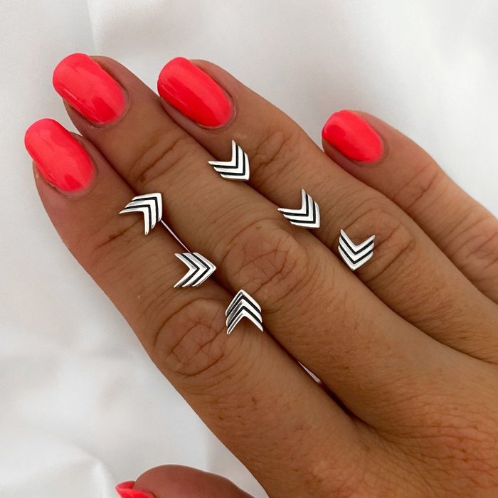 1 trio Chevron oorknopje