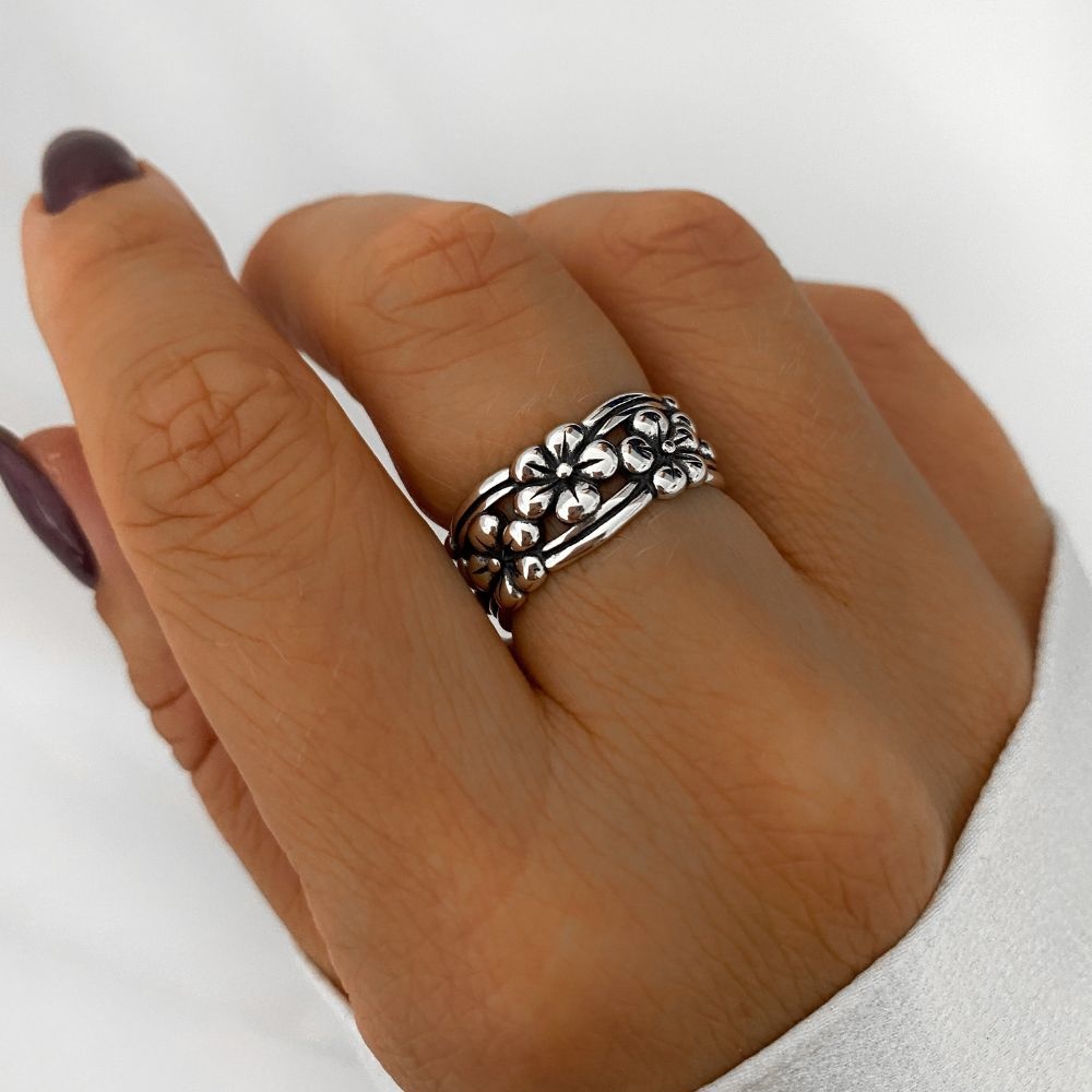Sovats gebogen duimring voor vrouwen 925 sterling zilver gerhodineerd