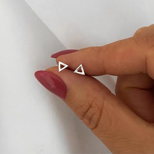 Open triangle oorknopjes - 925 zilver