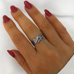 Boho ring feather - 925 zilver