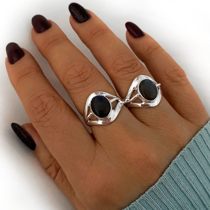 Labradoriet ring Onda - 925 zilver