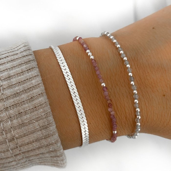 Labradoriet edelsteen armband Sophie - 925 zilver