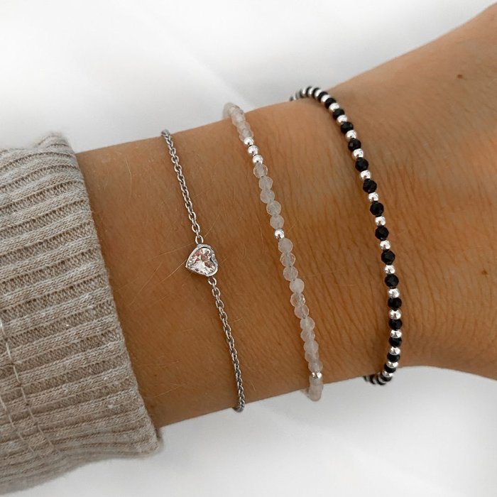 Zirkonia hartjes armband - 925 zilver