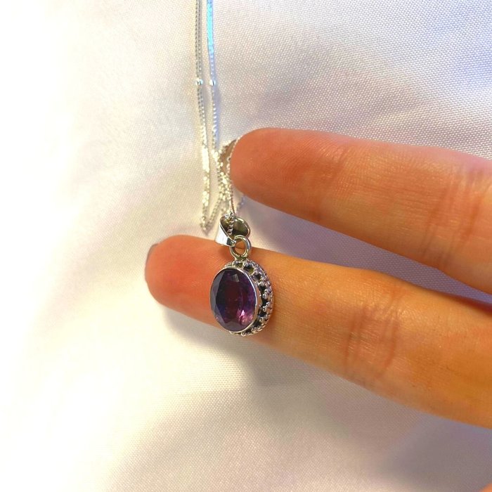 Amethist ketting - 925 zilver