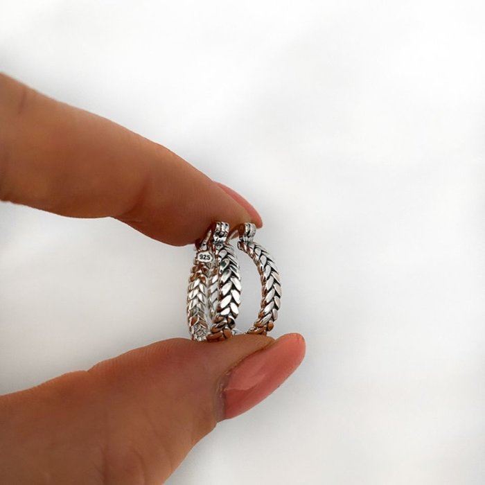 Braided oorringen - 925 zilver