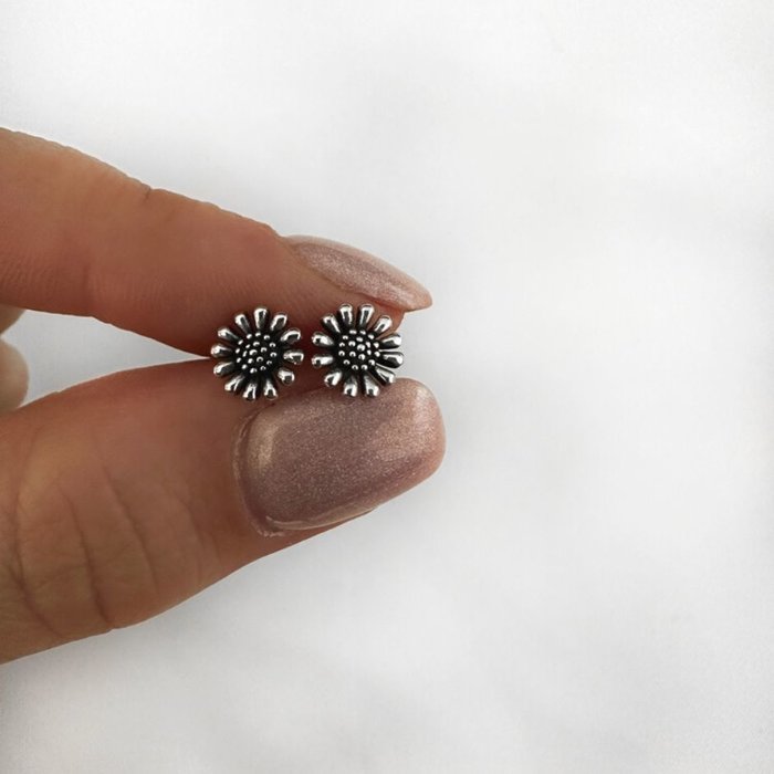 Boho sunflower studs - 925 zilver