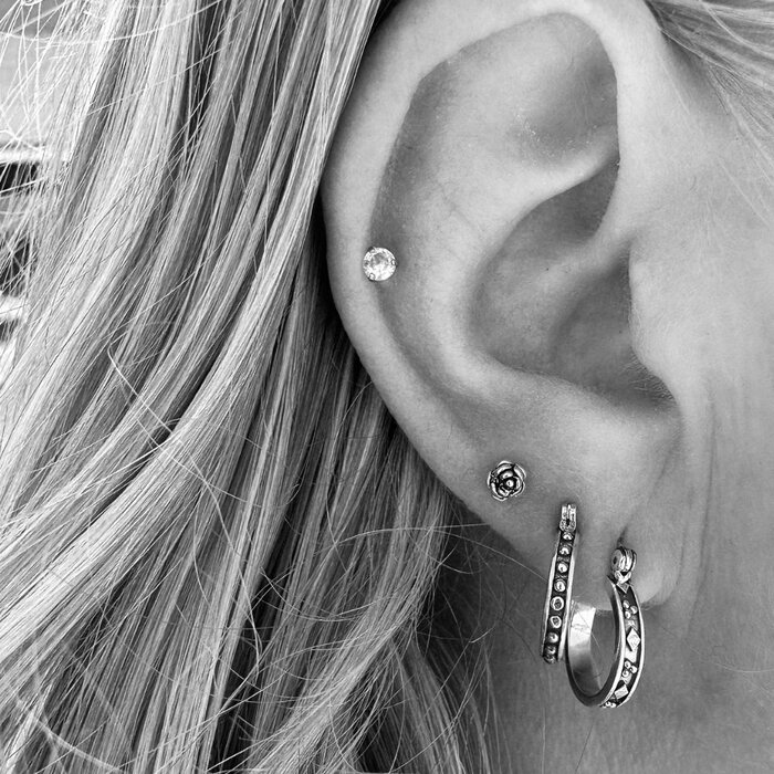 Boho oorknopjes Rose - 925 zilver