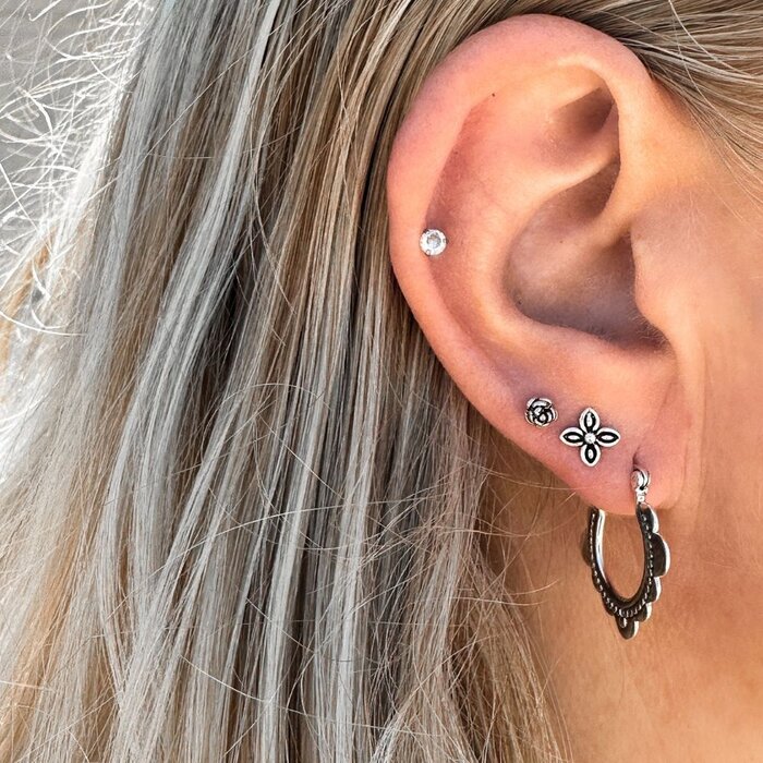 Boho oorknopjes Rose - 925 zilver