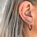 Oxidized flower oorknopjes - 925 zilver