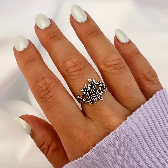 Boho ring Petal - 925 zilver