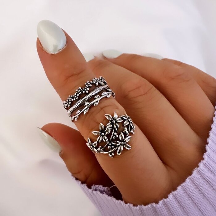 Boho ring Petal - 925 zilver