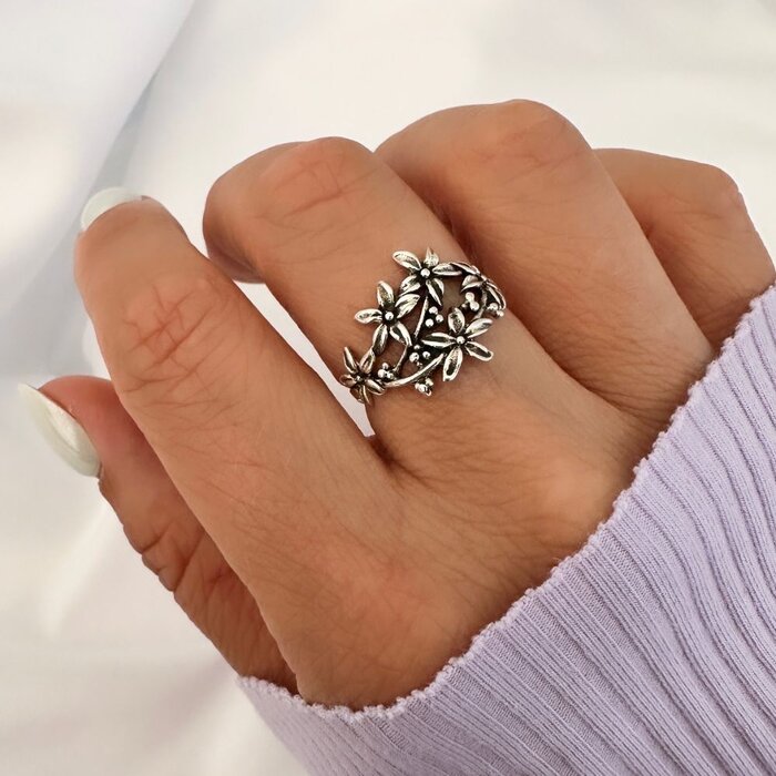 Boho ring Petal - 925 zilver