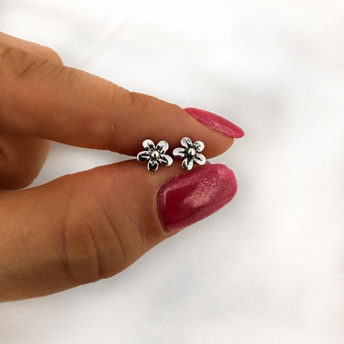 Boho oorknopjes Floral - 925 zilver