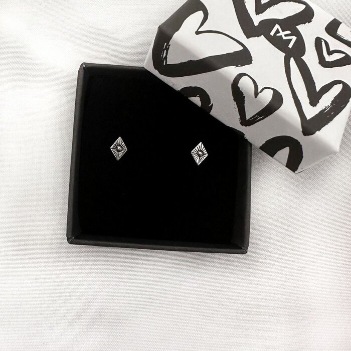 Boho oorknopjes Rhombus - 925 zilver