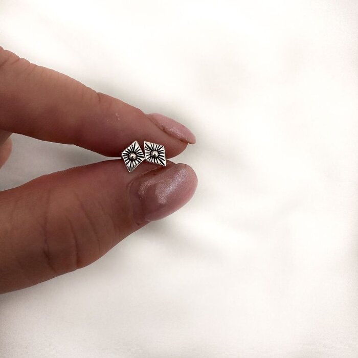 Boho oorknopjes Rhombus - 925 zilver