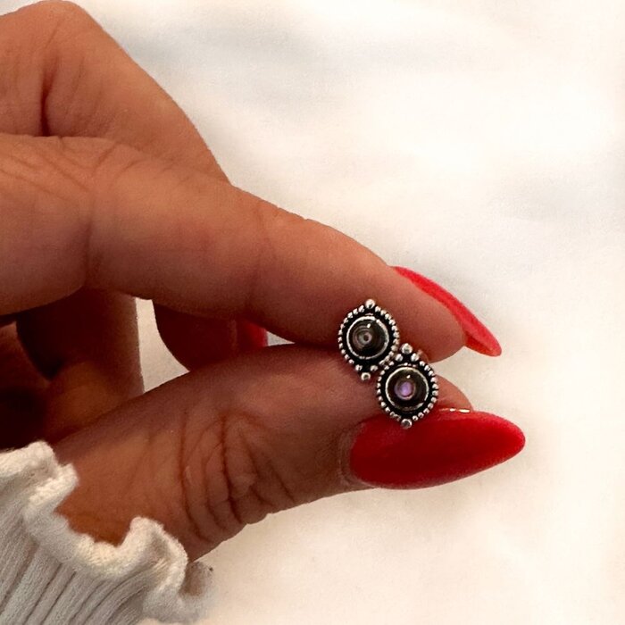 Boho seashell oorknopjes - 925 zilver