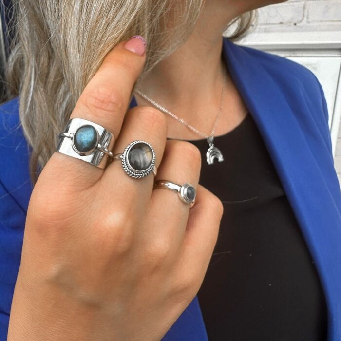Labradoriet ring Luneria - 925 zilver