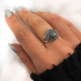 Lunar ring Labradoriet - 925 zilver