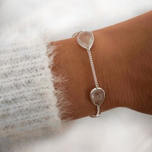 Armbandje teardrop moonstone - 925 zilver