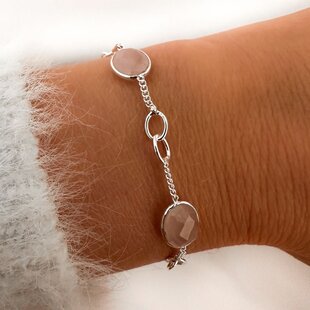 Armbandje Rozenkwarts Ziya - 925 zilver