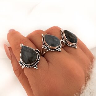 Labradorite Drop ring - 925 zilver