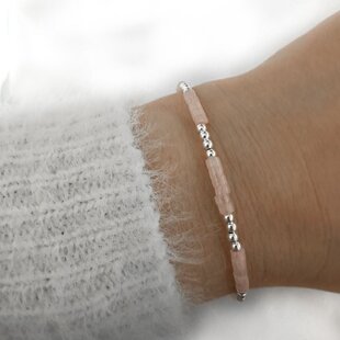 Armband Lyris Rozenkwarts - 925 zilver