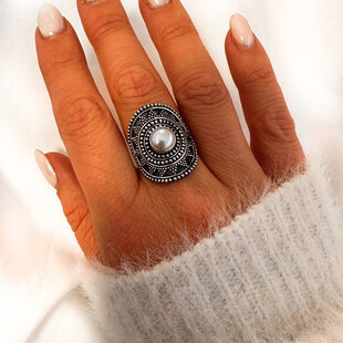 Boho ring Pearl - 925 zilver