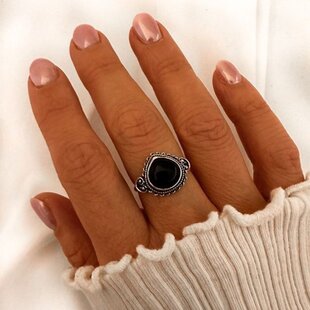 Lunar ring  Onyx - 925 zilver
