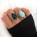 Onyx Drop ring - 925 zilver
