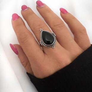 Onyx Drop ring - 925 zilver