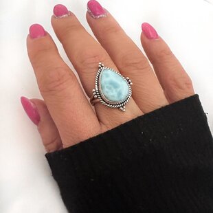 Larimar Drop ring - 925 zilver