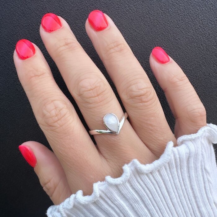 V-ring Moonstone - 925 zilver