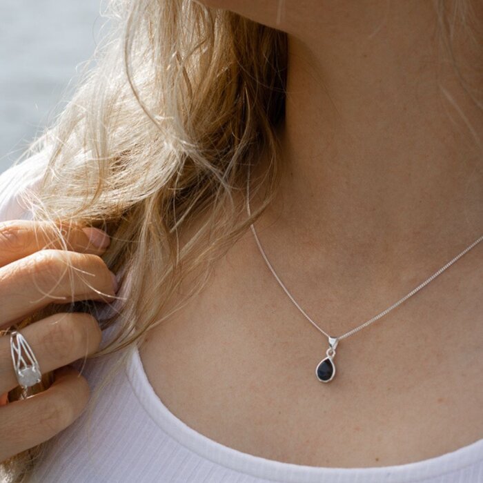 Ketting labradorite teardrop - 925 zilver