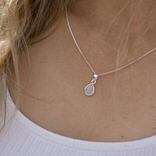 Ketting moonstone teardrop - 925 zilver